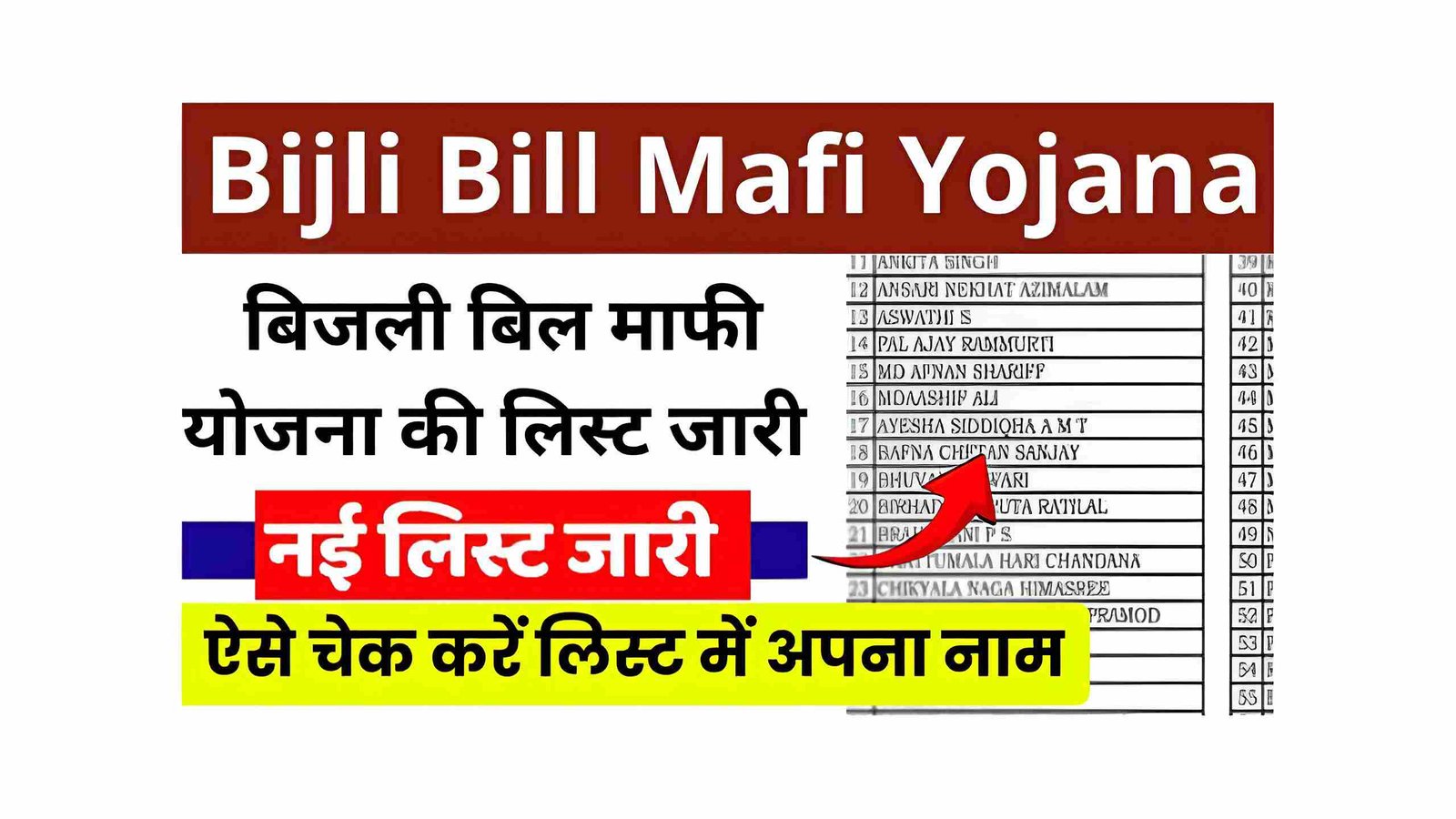 Bijli Bill Mafi Yojana List 2025
